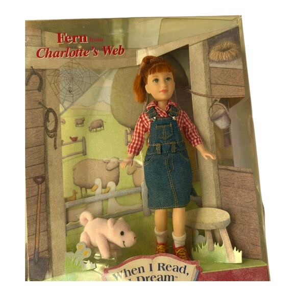 Charlottes Web Fern DOLL & PIG Wilber Plush When I Read I Dream 2001 Box Collect - Picture 2 of 7
